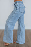 Load image into Gallery viewer, High-Waisted Drawstring Wide-Leg Jeans